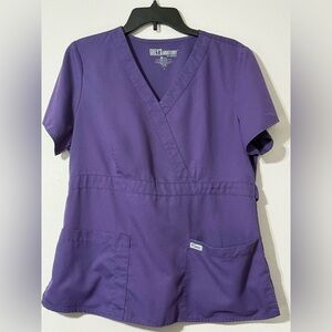 Grey's Anatomy by Barco Purple V-Neck Scrub Top - Size L